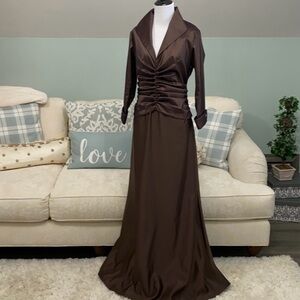Vintage Tadashi Shoji Evening Gown Chocolate Brown - size 14